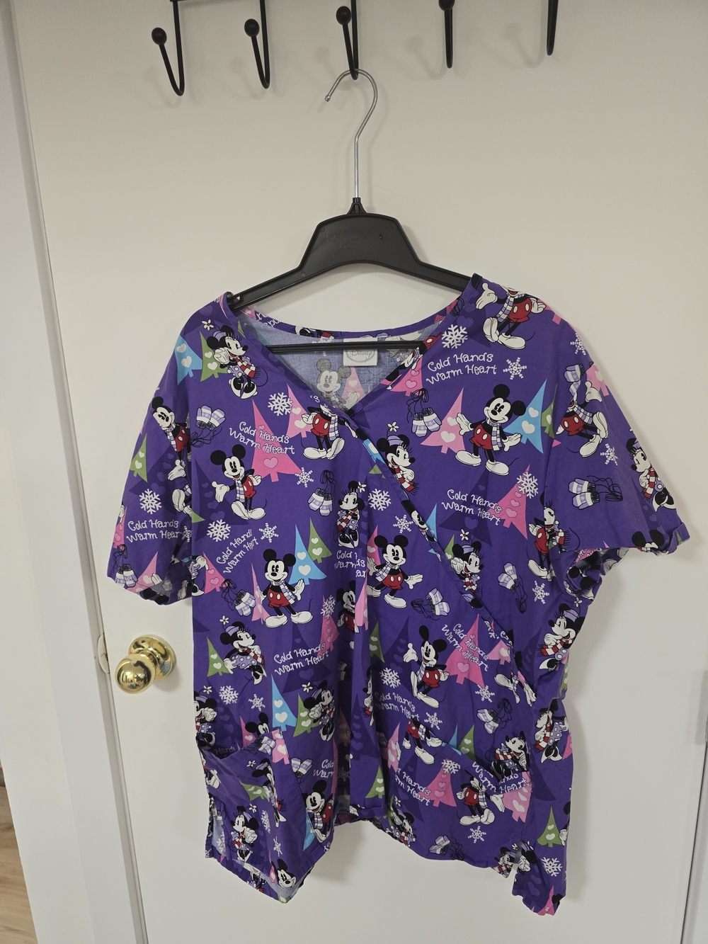Disney Purple Mickey Mouse Holiday Scrub Top